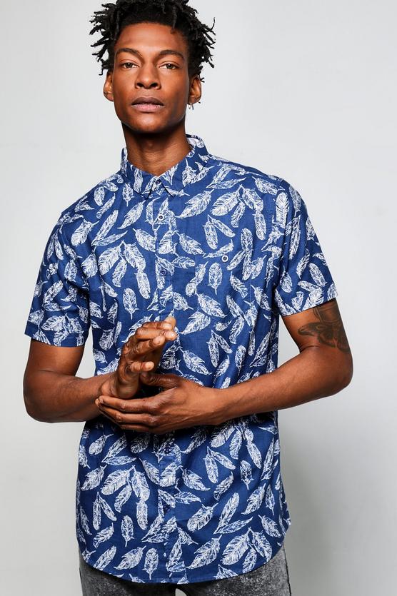 Short Sleeve Leaf Print Shirt